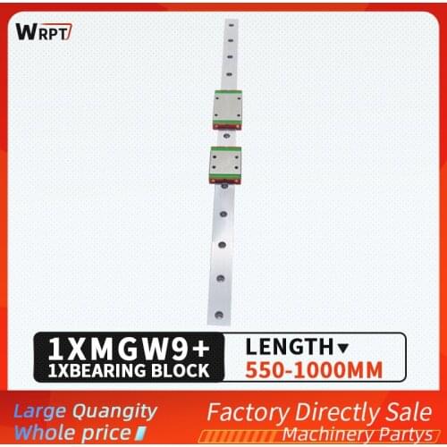 Miniature linear guide rail carriage slide MGW9 L550 600 650 700 750 800 850 900 950 1000 mm block MGW9C/MGW9H