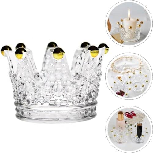Multifunctonal Crown Crystal Glass Cigar Ashtray Aromatherapy Candle Holder Jewelry Storage Box Paperweight Aesthetic Home Decor