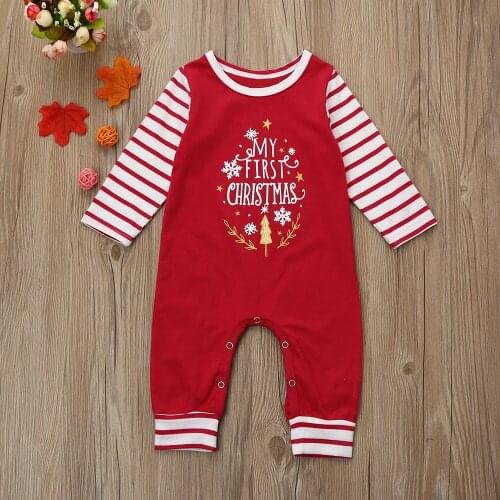 My First Christmas Baby Jumpsuit Christmas Newborn Baby Girls Boys Letter Romper Jumpsuit Set Outfit Clothes ensemble baby fille