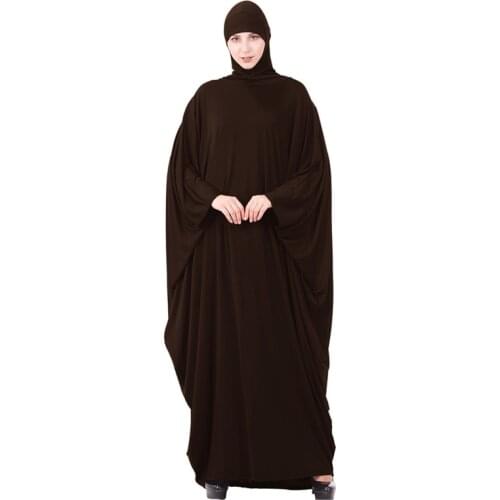 Muslim Women Prayer Abaya Jilbab Hooded Full Cover Maxi Dress Arab Hijab Robe Islamic Burqa Khimar Veil Niqab Loose Ramadan Gown