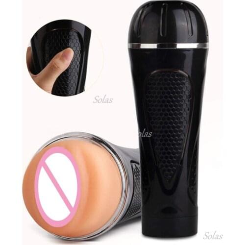 Male Masturbation Cup Vibrator Realistic Puss Oral Sex Toys Soft Silicone Vaginal Cup Masturbator Penis Exercise Adult Products