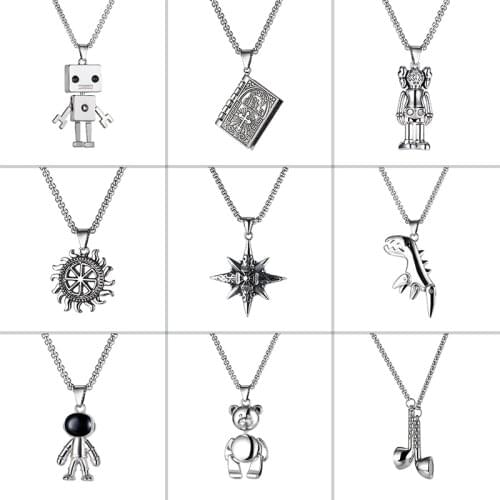 Korean Version Stainless Steel Alloy Necklace Men Steel Color 2021 Trendy Fashion Necklace For Women Hip Hop Pendant Jewelry