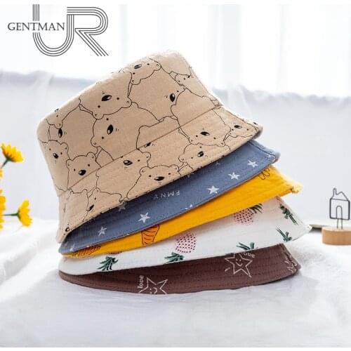 New Childrens Bucket Hats Animal Flower Fruit Printing Cotton Soft Summer Cap For Girls Boys Kids Casual Multicolor Panama Hat