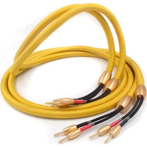 Pair Japan Accuphase OFC pure copper audio speaker cable with 24K gold plated banana plug