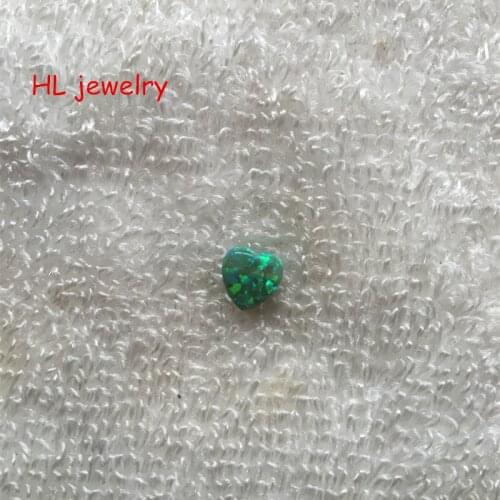 Hill-san Lotus 8mm Heart Shape Synthetic Fire Green Opal Heart Pendant For DIY Jewelry
