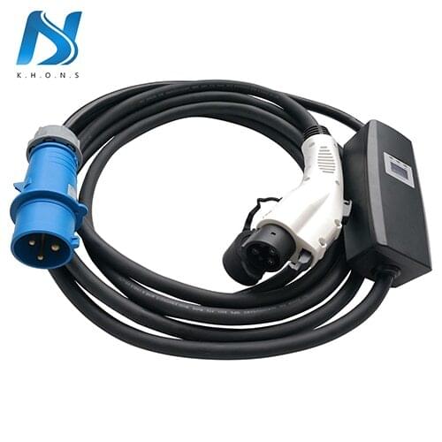 Mode 2 sae j1772 16a 32a ev mobile lader/khons type 1 adjustable evse portable charger