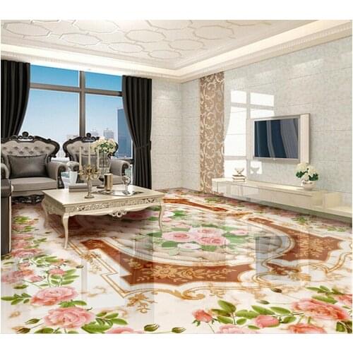 Romantic garden roses 3D wall murals wallpaper floor Waterproof floor mural painting Custom Photo self-adhesive 3D floor