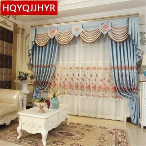 Embroidered luxury European and American high shading curtains for living room modern classic custom curtains for bedroom /Hotel