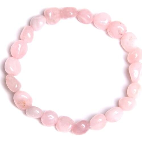 Pink Quartzs Chipped Gravel Beads Bracelets For Women Healing Reiki Irregular Crystal Natural Stone Bracelet Love Health Jewelry