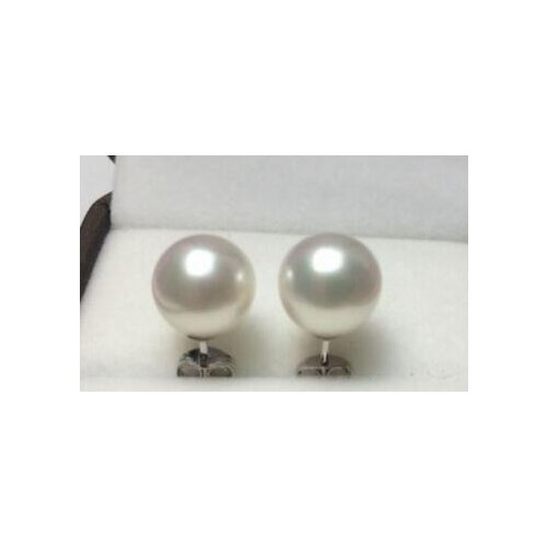 Free shipping NEW PERFECT Round 7-8 MM AAA+ WHITE AKOYA PEARLS EARRING 14K YELLOW GOLD