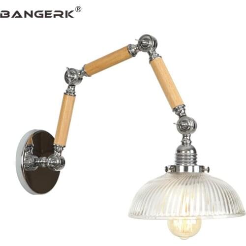 Edison Industrial Glass Long Arm Sconce Wall Lights LED Loft Style Flexible Bedside Wall Lamp Home Decor Lighting Fixtures
