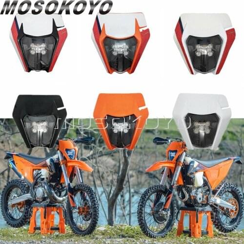 Supermoto E8 LED Headlight Motocross Dual Sport Head Light for EXC XC-W XC-F SX SX-F 500 450 350 300 250 Six Days TPI Enduro