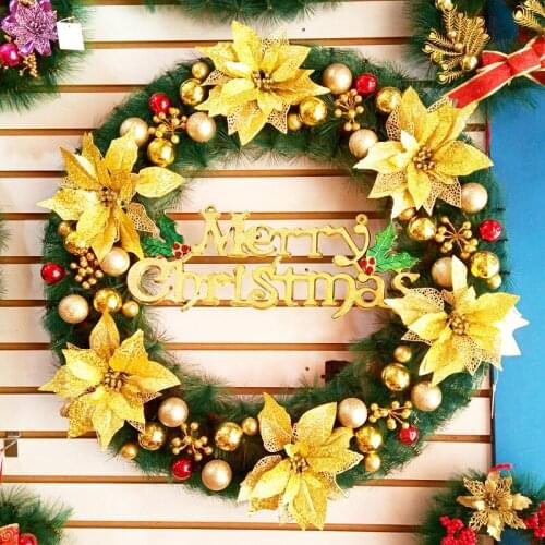Party Christmas Wreaths Decoration Garland Artificial Plant Rattan Circle Wall Decor Simulation Fake Flower Door Hanging Wreath
