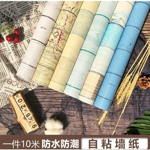 Stripe Wood Waterproof Self-Adhesive Wallpaper Vinyl Contact Paper Wall Stickers For Bedroom Wardrobe Furniture Home Restore