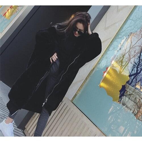 Women Winter Warm Hooded Loose Solid Color Faux Fur Coat Soft Casual Long Sleeves Female Fur Outwear Fashion Overcoats K1385