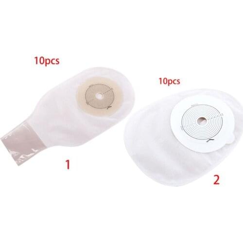 10Pcs Adults Disposable Colostomy Bags Ostomy Supplies Drainable Pouch for Ileostomy Stoma Care Open Closed End Cut-to-Fit