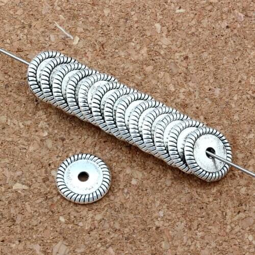 100pcs Zinc Alloy Corrugated Rim Flat Rondelle Spacer Beads 11mm For Jewelry Making Bracelet Necklace DIY Accessories D33