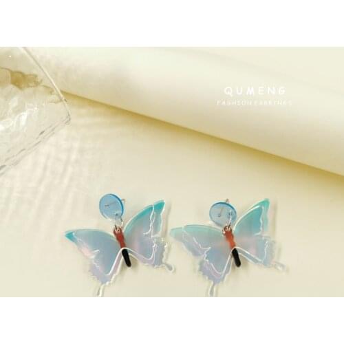 2021 Trendy Inspiration Shining Laser Sense Acrylic Earrings Womens Colorful Transparent Crystal Butterfly Retro Sweet Jewelry