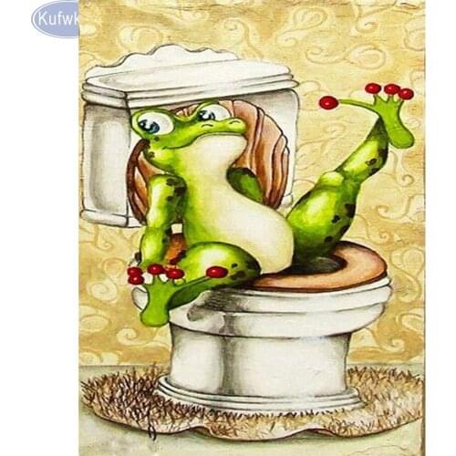 5D DIY diamond embroidery cartoon,cute Frog,toilet,full diamond painting Cross Stitch Rhinestone mosaic bathroom decoration,art