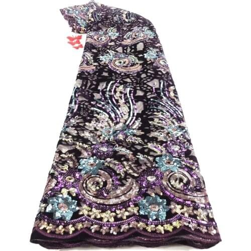 African Lace Fabric 2021 French Sequin Lace Fabric Embroidery Nigeria Tulle Lace Fabric D41401