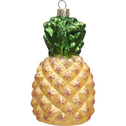 Promotion - Christmas Tree Xmas Ornaments Glass Balls Decoration 80mm Painted Yellow Pineapple Ornament