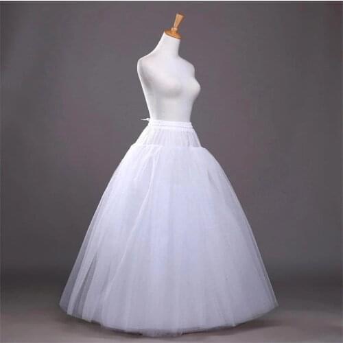 White A-line Wedding Accessories Ball gown tulle hoopless Petticoat Crinoline UnderSkirt Waist adjustable jupon