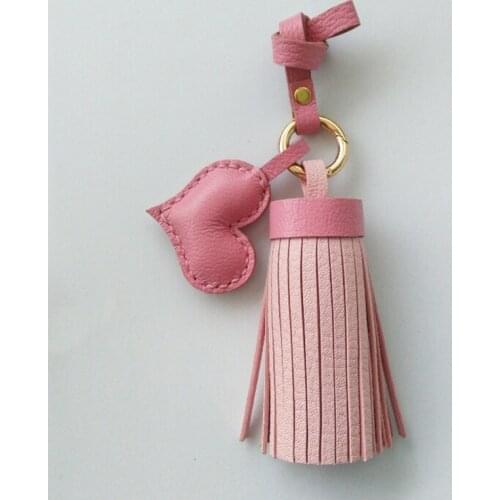 Wholesale Leather Tassel Heart Diy Keychain Keyring For Key Holder Handmade Bag Charm Handbag Accessories Mens Women Gift Ideas