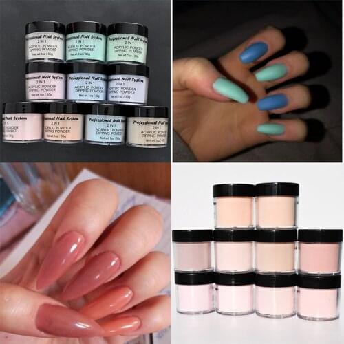 Nude/Light Color 10Pcs Acrylic Powder Nail Extension Dust Design Decoration Crystal Manicure Set Kit#1oz/JAR