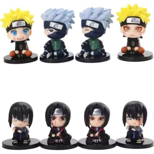 4pcs/Set 7cm Antistress Anime Hatake Kakashi Uzumaki PVC Action Figure Model Collection Toys Dolls Kid Gift Home Decor Fidget