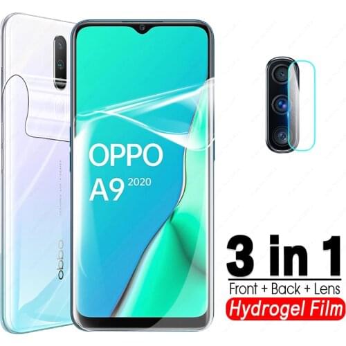 3in1 For OPPO A5 A9 a5 a9 a 5 9 2020 Front Back Full Gule Hydrogel Film Camera Lens Protevtive Film Screen Protector Not Glass