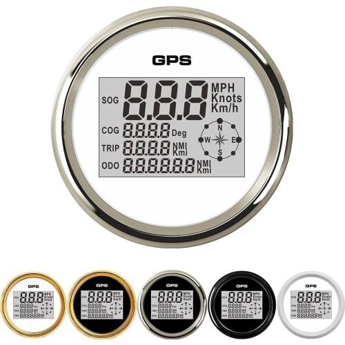 85mm Gauge 0-999 Knots GPS Speed Meter Gauge Digital GPS Speedometer Odometer 12V/24V with Backlight for Yacht Car Marine