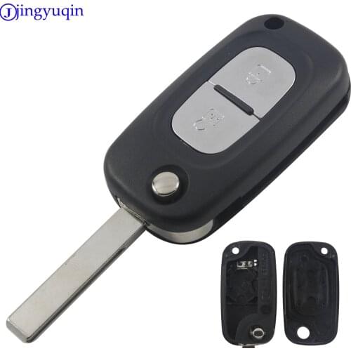 Jingyuqin 10pcs 2 Buttons Car Remote Key Case Cover Flip Fob Folding Shell for Renault Fluence Clio /Megane /Kangoo Modus