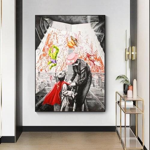 First Flight Hero Art Canvas Painting Street Graffiti Art Prints and Posters Cuadros Wall Art Picture for Living Room Home Decor
