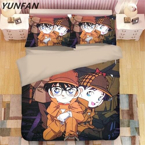 New Japanese Cartoon bedclothes Character Detective Conan Bedding Sets Twin Queen King Size Duvet Cover Pillowcase Home Textiles