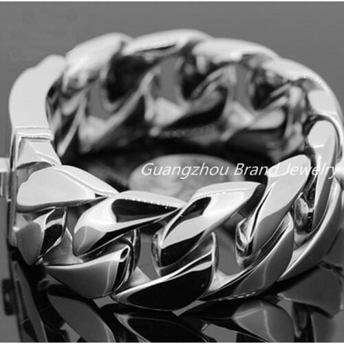 8.66"*26mm 179g Hot Selling Heavy Jewelry 316LStainless Steel Silver color Cuban Curb Chain Mens Boy Bracelet Bangle Top Quality
