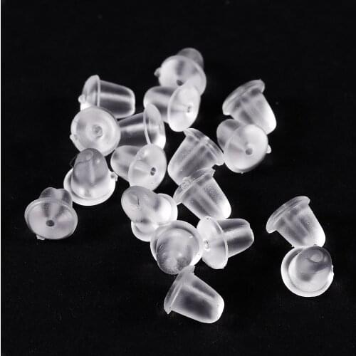 LOULEUR 600pc/lot 3.5*3.5mm Earrings Back Stoppers Diy Jewelry Making Accessories Clear Plastic Bullet Ear Plugging Blocked