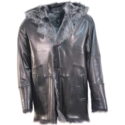 Fur Collar Genuine Toscana Leather Jacket Mens Black Leather Jacket Brown Sheep Bomber Jacket Winter 2021 Mens Fashion