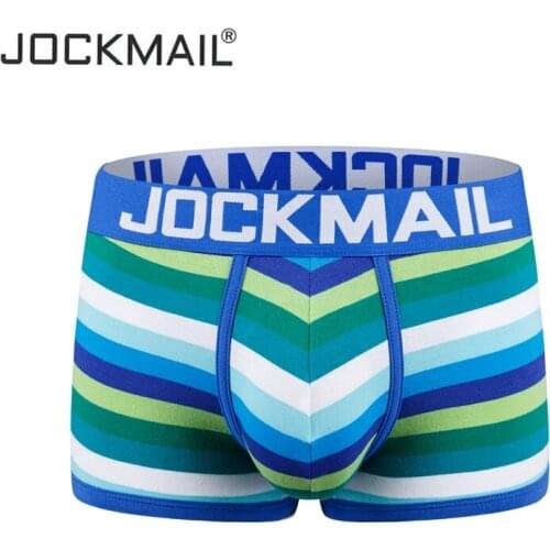 Jockmail Fashion Brand Sexy Underwear Men Boxer Rainbow Stripe Boxershorts Men Low-Rise Breathable Pouch Gay Calzoncillos Hombre