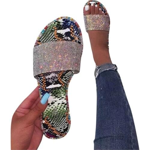 Outdoor Women Snake Print Slipper Woman Shoes Flats Open Toe Light Slipper Casual Beach Walk Slippers Zapatos De Mujer Shoes