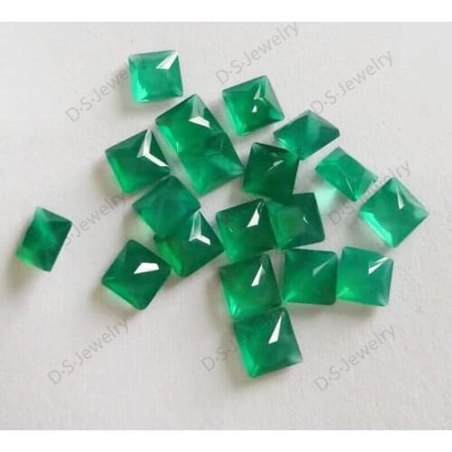 Natural Stone square Shape Green Agate for Making Jewelry DIY Accessories Loose Beads