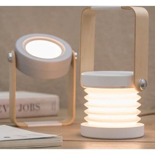 New Creative Wooden Handle Foldable Reading Lamp Portable Lantern Lamp Retractable Foldable Eye Protection Led Table Lamp