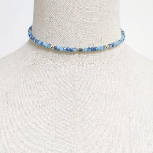 Handmade 4mm Blue Crystal Bead Necklace Women Trendy Charm gargantillas collares dia dos namorados Gift atacado 2021 New