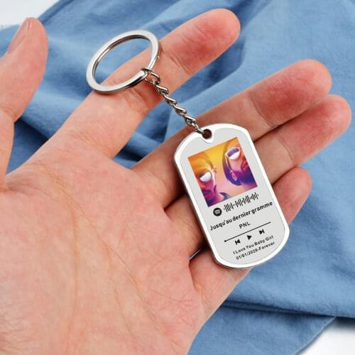 Custom Music Spotify Code Keychain Personalized Album/Personal Photo For Women Men Stainless Steel Keyring Spotify Code Jewelry