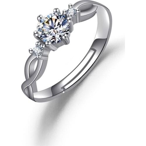 Adjustable Size Rings Rhinestone Rings for Women Fashion Jewelry Accessories Female Hollow Out Jewelry