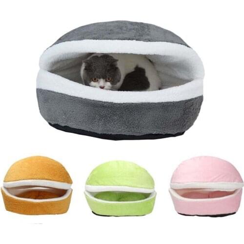 Removable Cat Sleeping Bag Sofas Mat Hamburger Dog House Cotton Kitten Cave Bed and Puppy Nest Bedding Sleeping Bag Cat Kennel