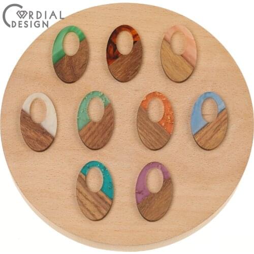 Cordial Design 50Pcs 22*36MM Earrings Accessories/Natural Wood & Resin/Oval Shape/DIY/Pendants/Jewelry Findings & Components