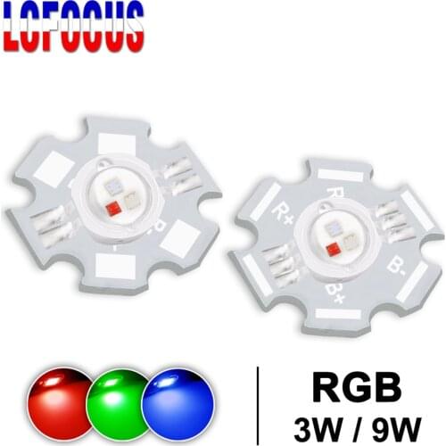 Super Bright 3W 9W RGB High Power LED Chip COB 1 3 W Watt Red Green Blue 4 6 Pin with PCB Full Color For Stage Light Beads