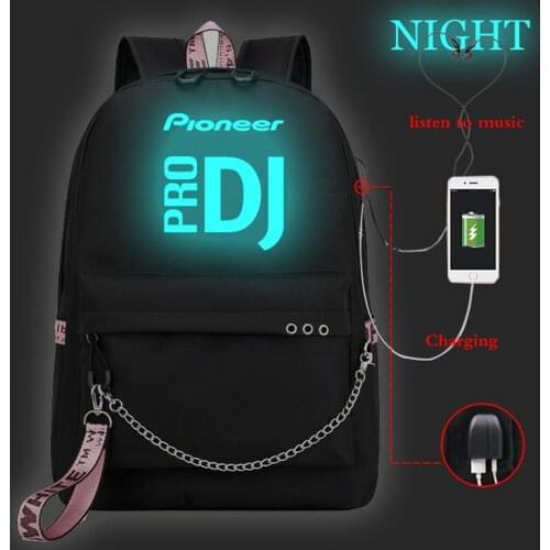 Mochila Pioneer Pro DJ Luminous Backpack with USB Charge School Bag for Teenagers Boys Girls Students Travel Bag Laptop Rucksack