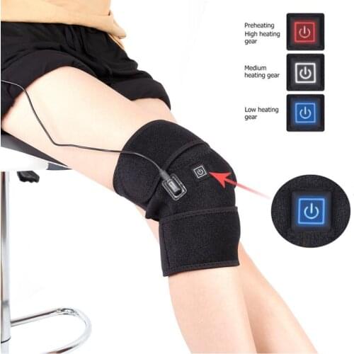 USB Heated Warm Knee Pad Thermal Therapy Arthritis Pain Relief Support Brace Protector Rechargeable Knee Heating Massager