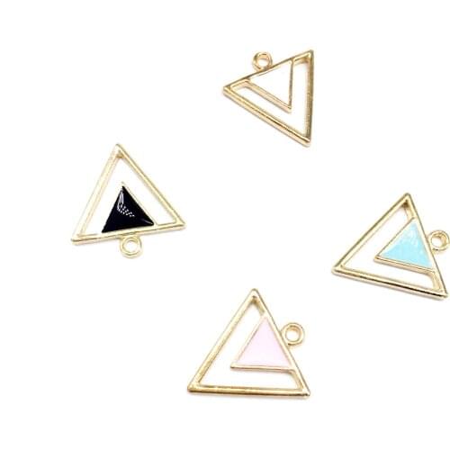 20pcs 17*18mm Gold Color Alloy Triangle Enamel Charms DIY Pendants For Necklace Bracelet Jewelry Making DIY Findings